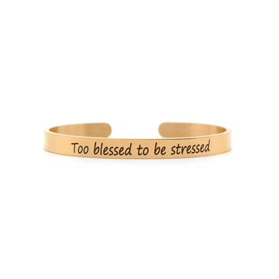 Too Blessed To Be Stressed Rose Gold Mantra Band - Joker & Witch