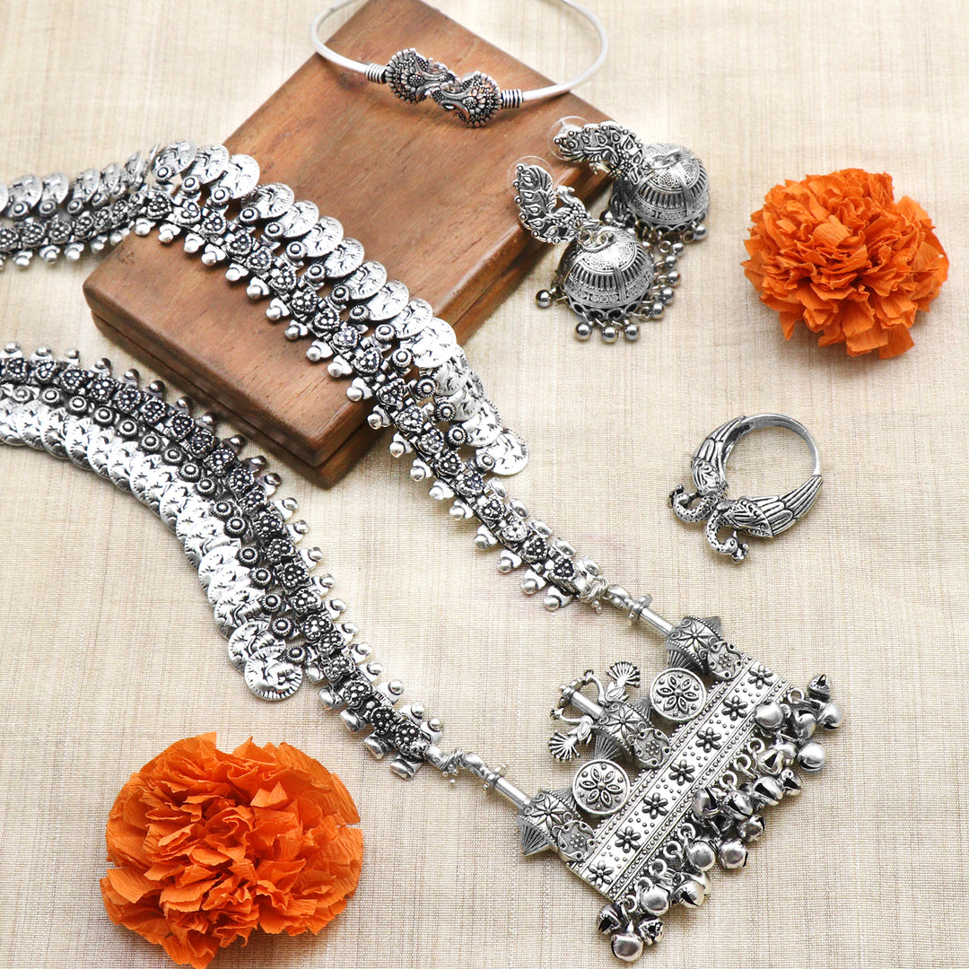 Teejh Aadya Silver Oxidized Jewellery Gift Set - Joker & Witch