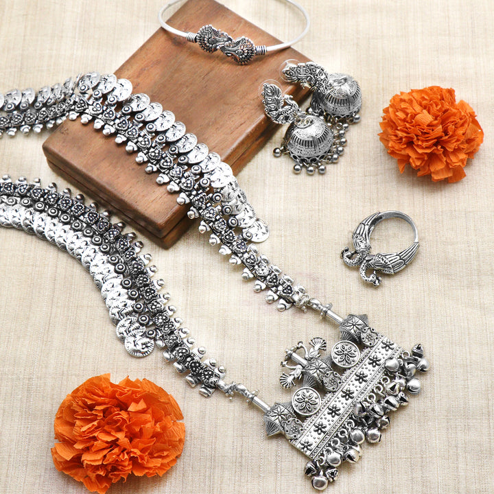Teejh Aadya Silver Oxidized Jewellery Gift Set - Joker & Witch