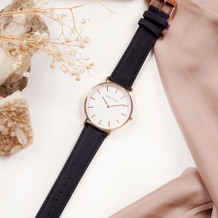 Hope White Large Dial Black PU Strap Women's Watch