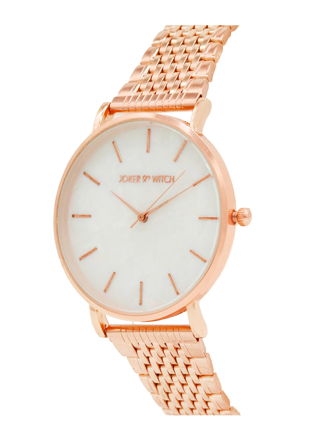 Nebula White MOP Large Dial Rose Gold Linked Chain Strap Women's Watch