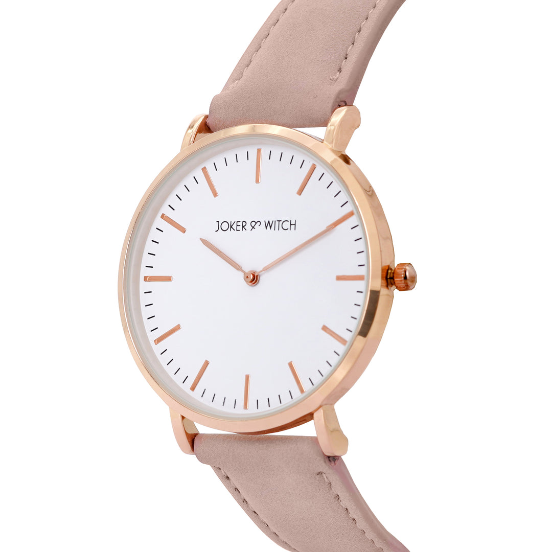 Hope White Large Dial Pink PU Strap Women's Watch