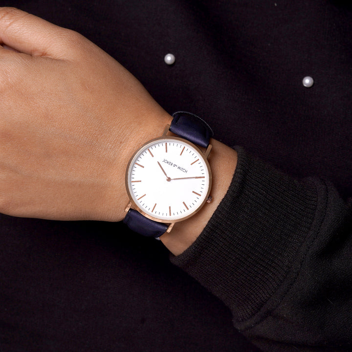 Hope White Large Dial Blue PU Strap Women's Watch