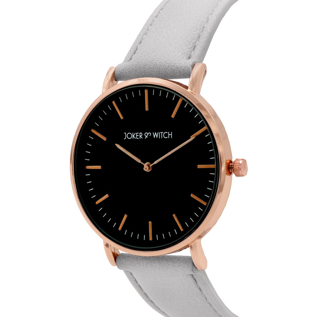 Hope Black Large Dial Grey PU Strap Women's Watch