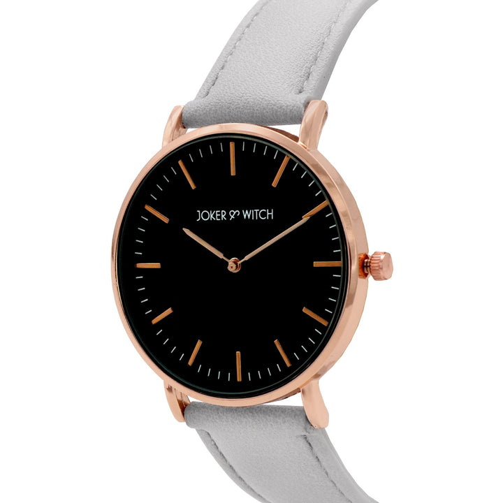 Hope Black Large Dial Grey PU Strap Women's Watch