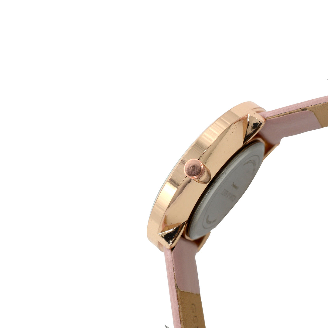 Hailey White Large Marble Dial Pink PU Strap Women's Watch