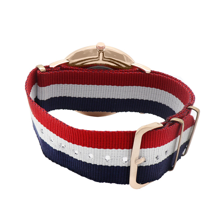 Classic White Large Dial Multicolor Nato Strap Unisex Watch