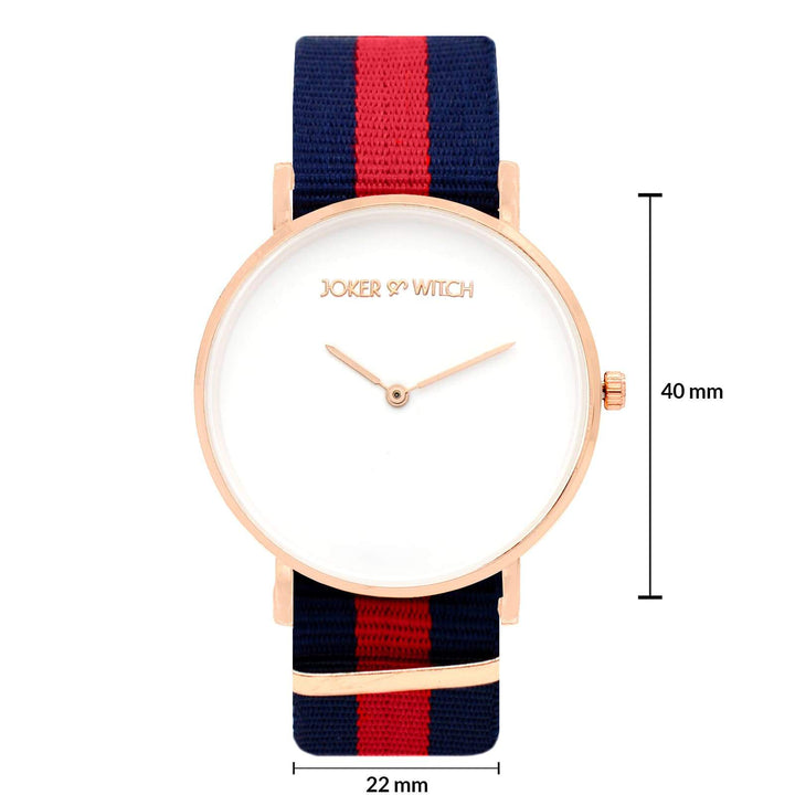 Classic White Large Dial Blue & Red Nato Strap Unisex Watch