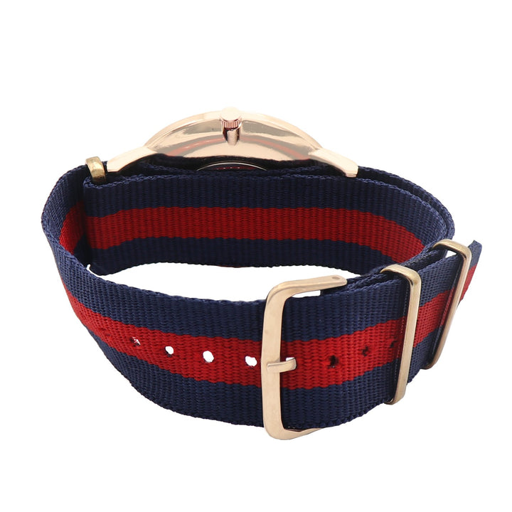 Classic White Large Dial Blue & Red Nato Strap Unisex Watch