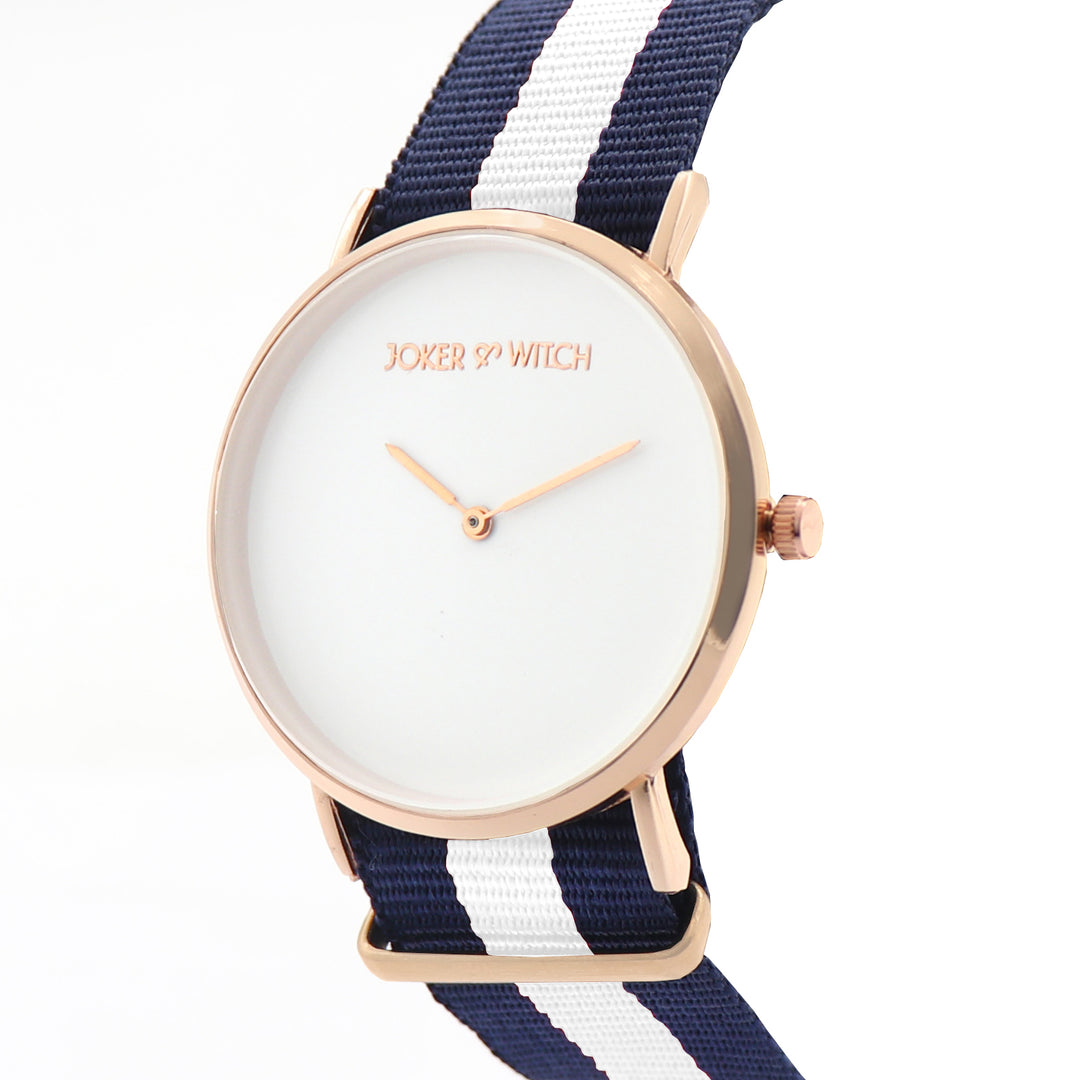 Classic White Large Dial Blue Nato Strap Unisex Watch