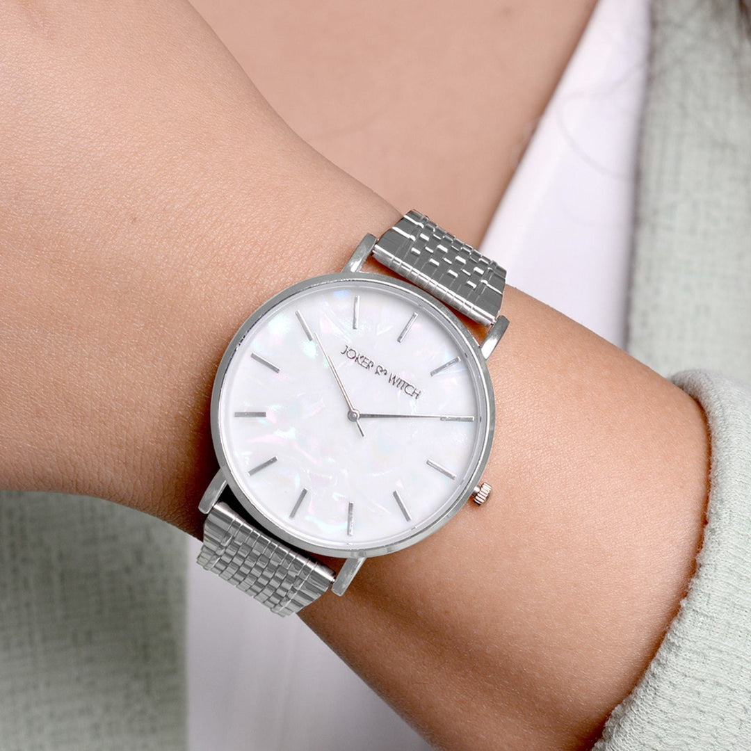 Nebula White Dial Silver Watch - Joker & Witch