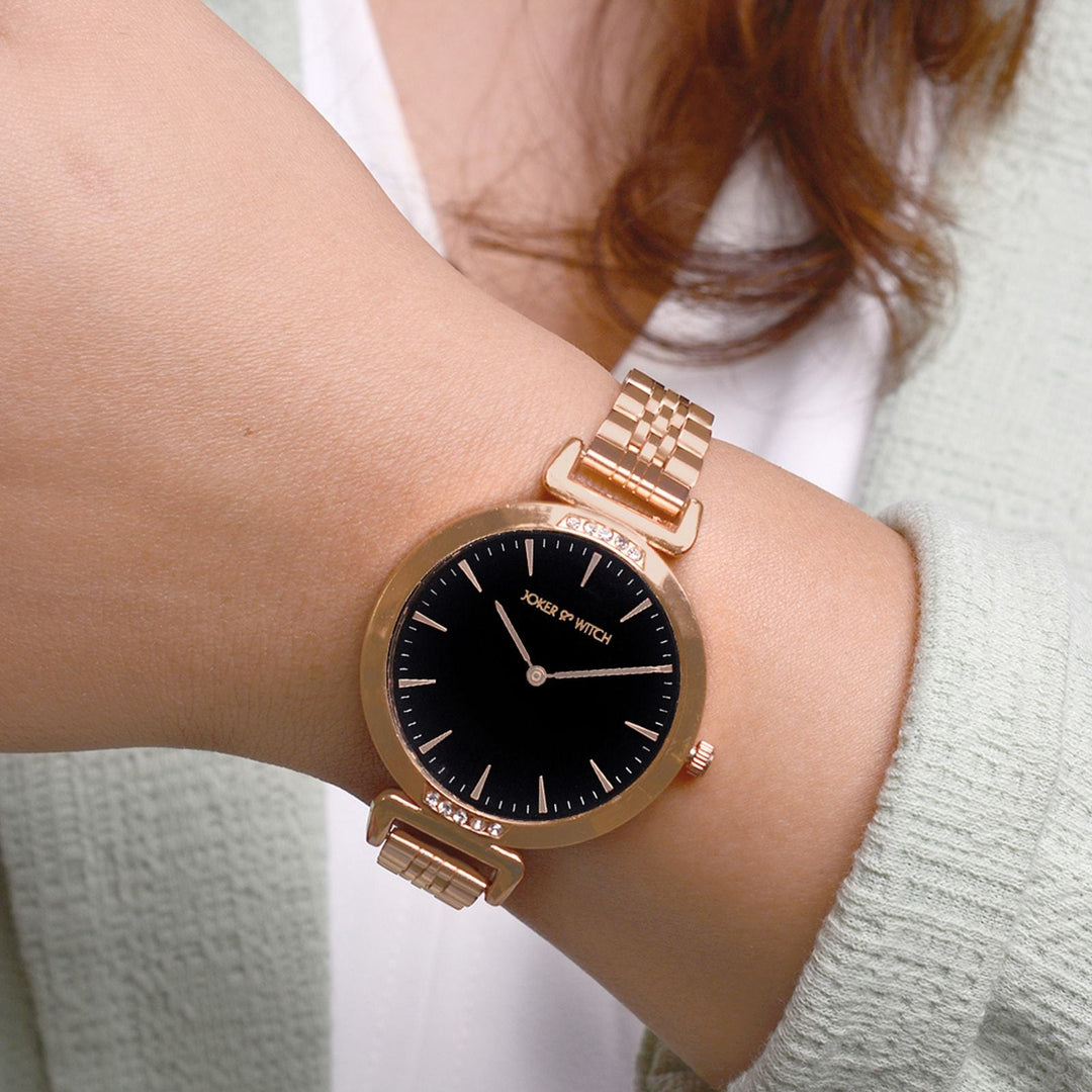 Petite Black Classic Rosegold Watch by Joker Witch