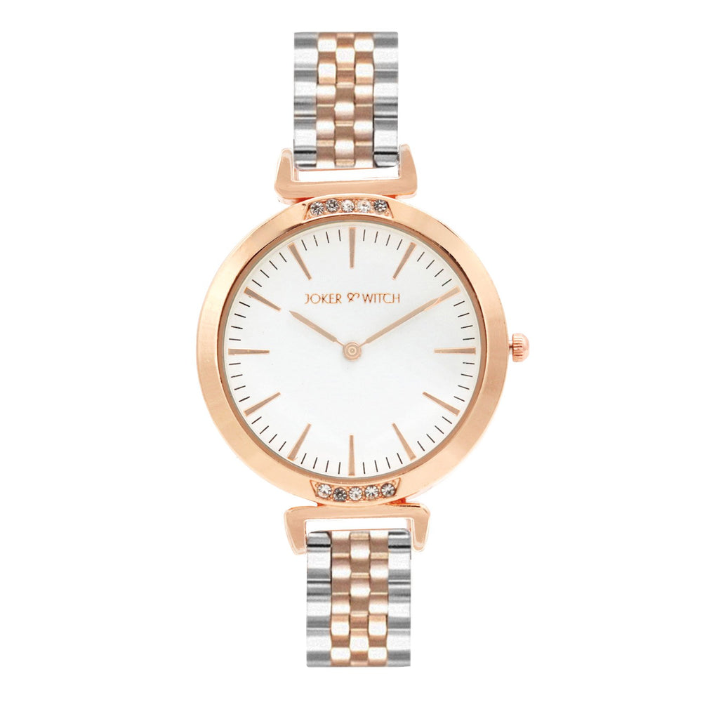 Petite White Rosegold Dual Tone  Watch - Joker & Witch