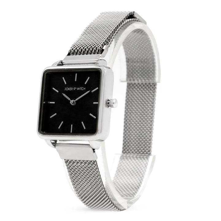 Vintage Square Black Dial Silver Magnetic Watch - Joker & Witch