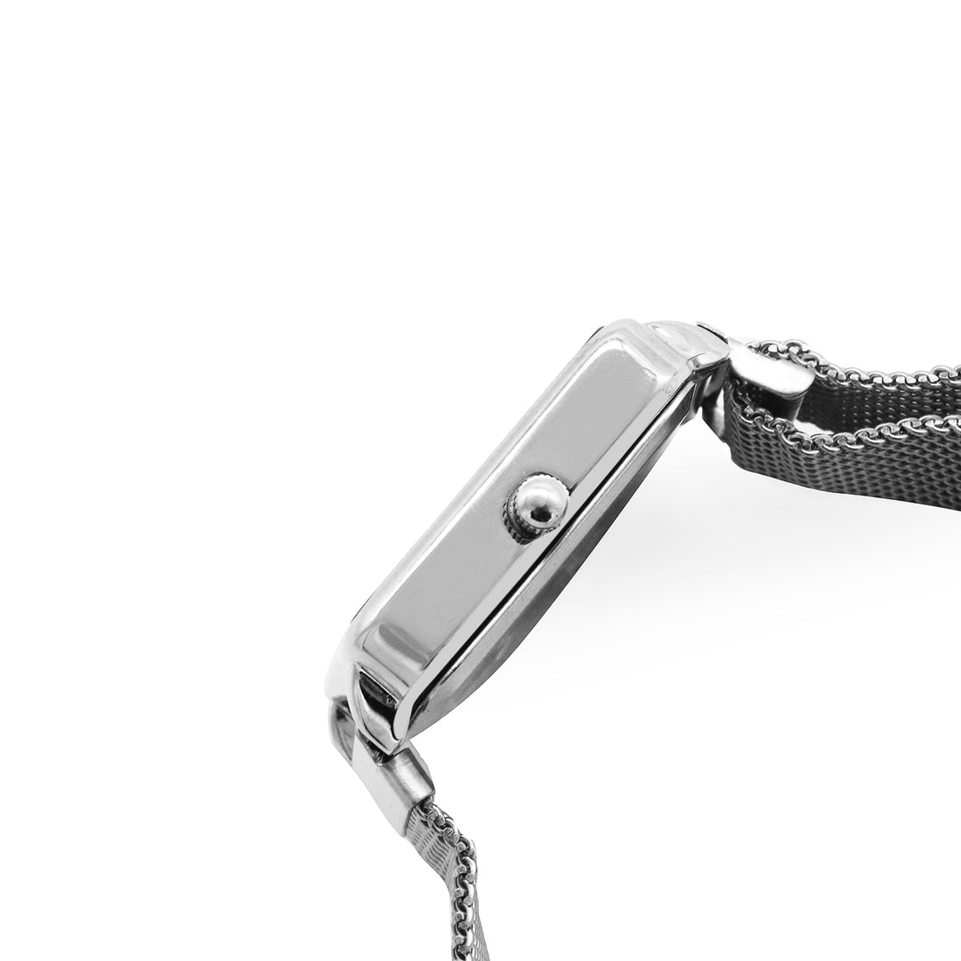 Vintage Black Small Square Dial Silver Magnetic Strap Women's Watch