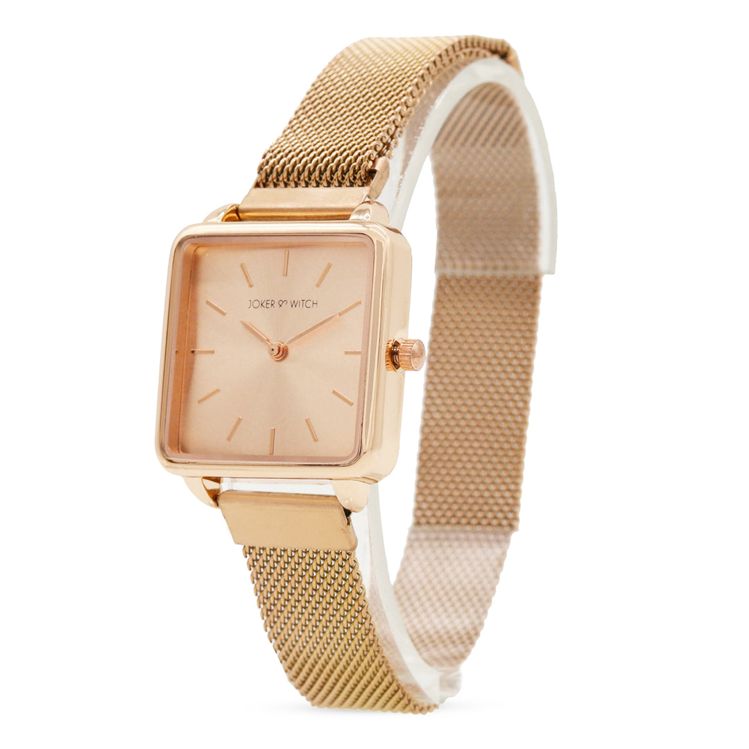 Vintage Rose Gold Small Square Dial Magnetic Strap Women's Watch