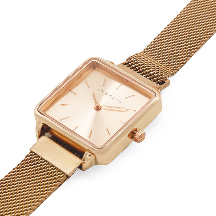 Vintage Rose Gold Small Square Dial Magnetic Strap Women's Watch