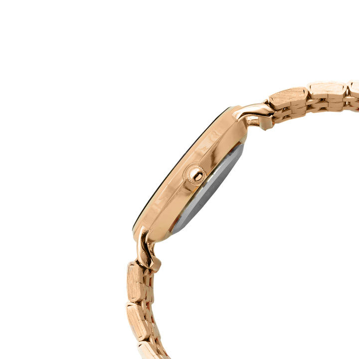 April Black Medium Dial Rose Gold Linked Chain Strap Women's Watch