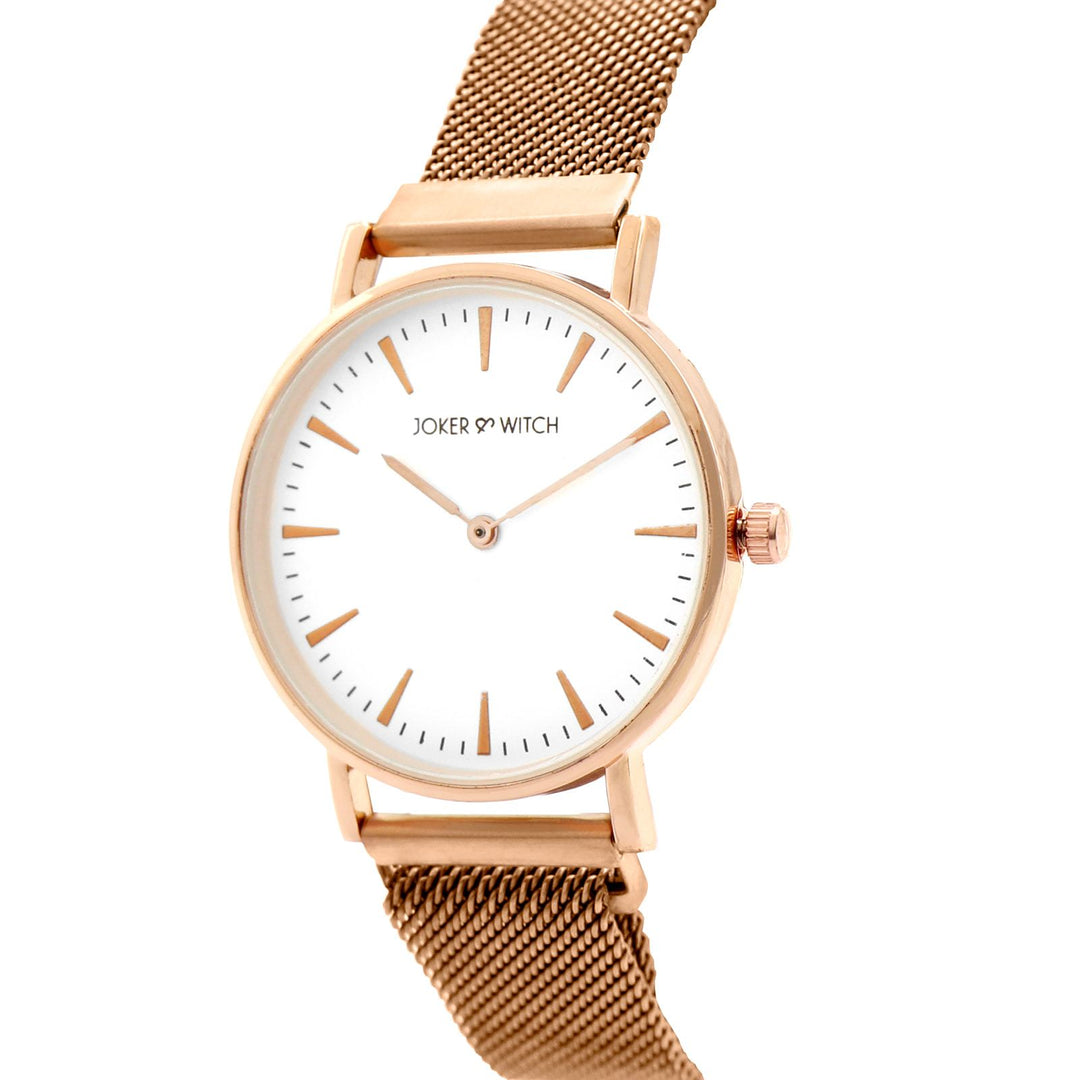Ivy White Medium Dial Rose Gold Magnetic Strap Women's Watch