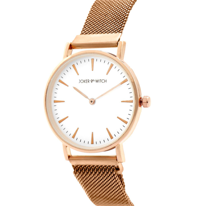 Ivy White Medium Dial Rose Gold Magnetic Strap Women's Watch