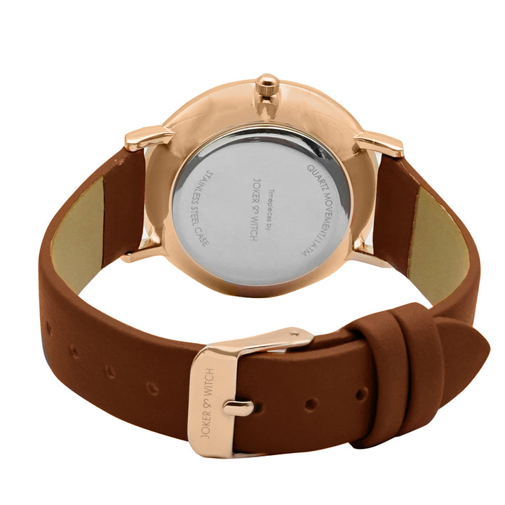 Ines White Medium Dial Tan PU Strap Women's Watch