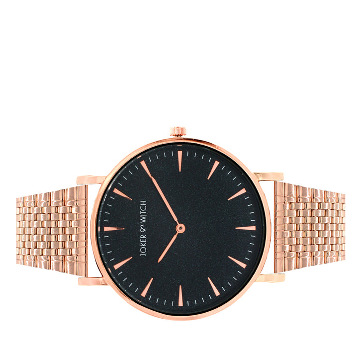 Aimee Black Large Dial Rose Gold Linked Chain Strap Women's Watch
