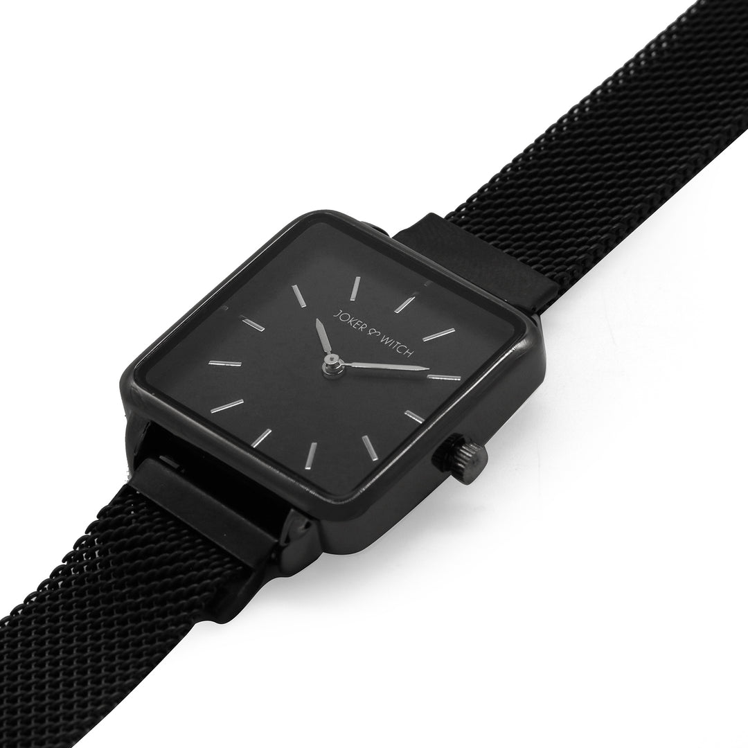 Vintage Black Small Square Dial Magnetic Strap Women's Watch