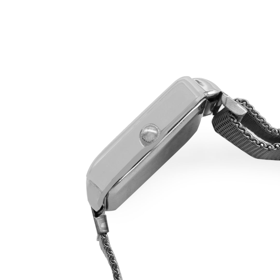 Vintage White Small Square Dial Silver Magnetic Strap Women's Watch