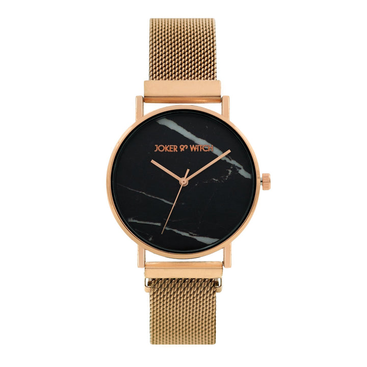 April Black Medium Dial Rose Gold Magnetic Strap Women's Watch