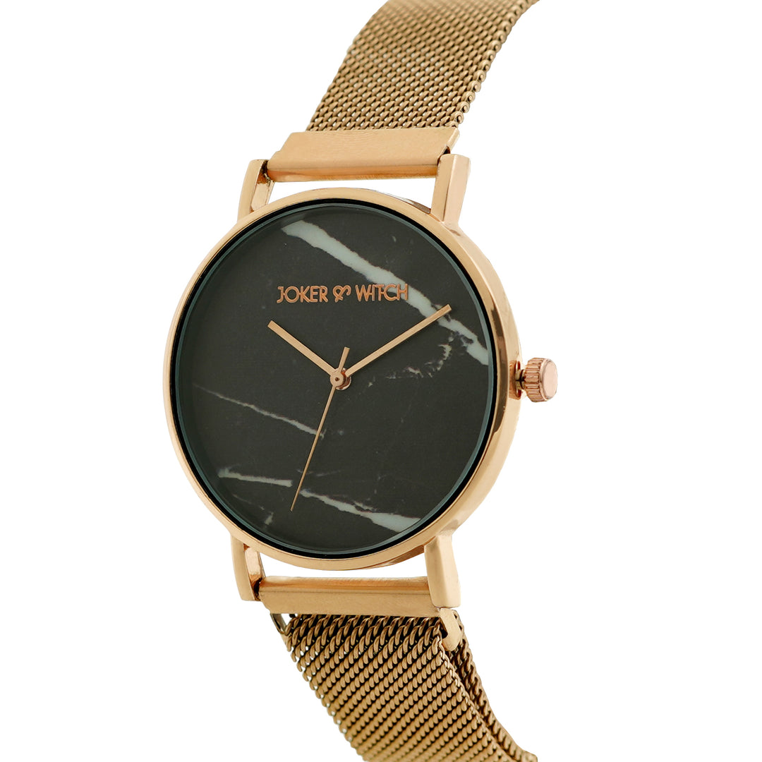 April Black Medium Dial Rose Gold Magnetic Strap Women's Watch