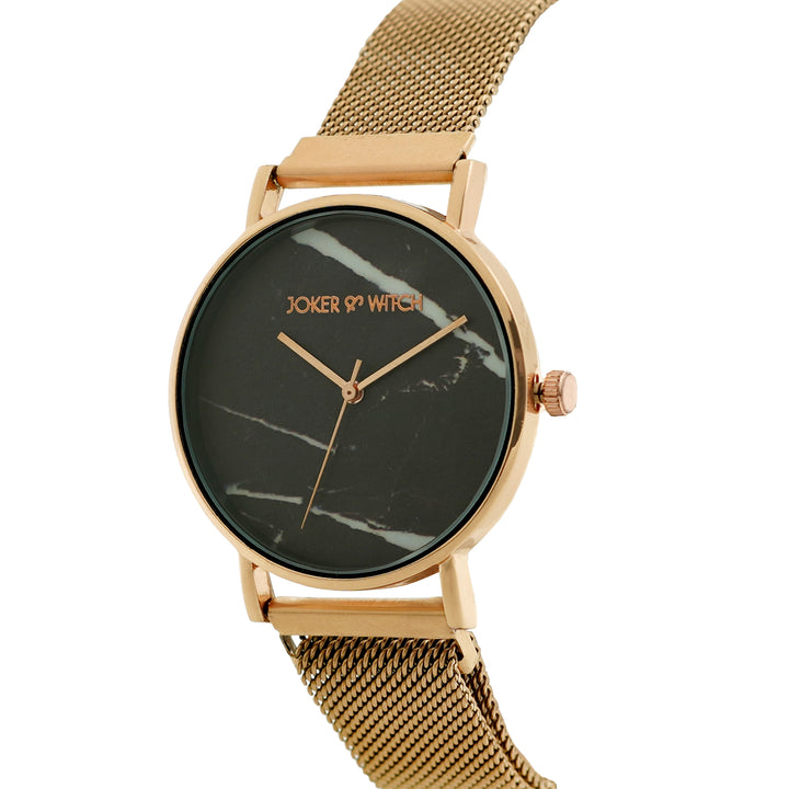 April Black Medium Dial Rose Gold Magnetic Strap Women's Watch