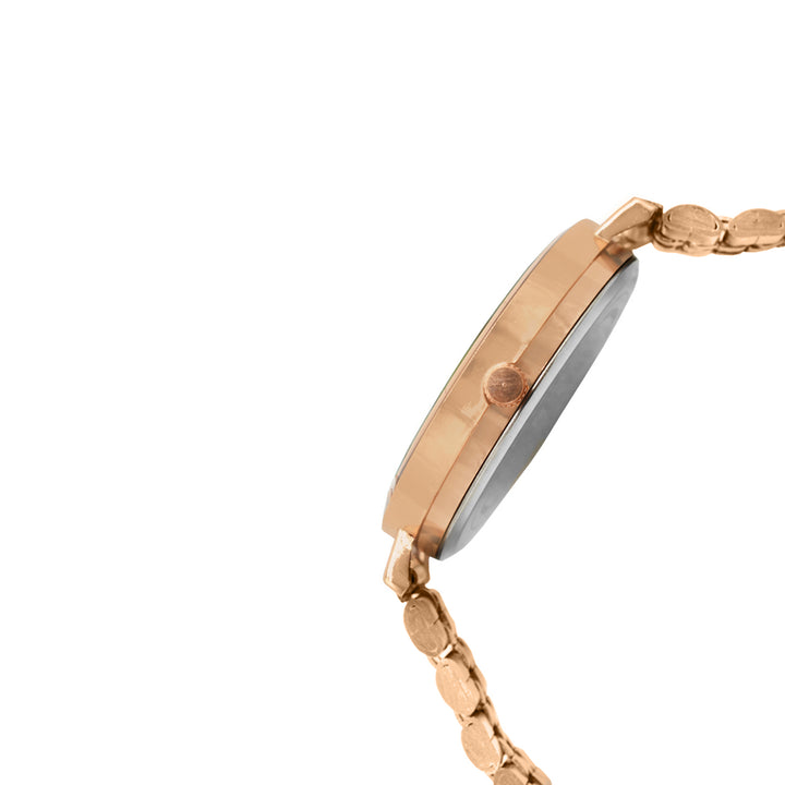 Fleur Black Large Dial Rose Gold Linked Chain Strap Women's Watch