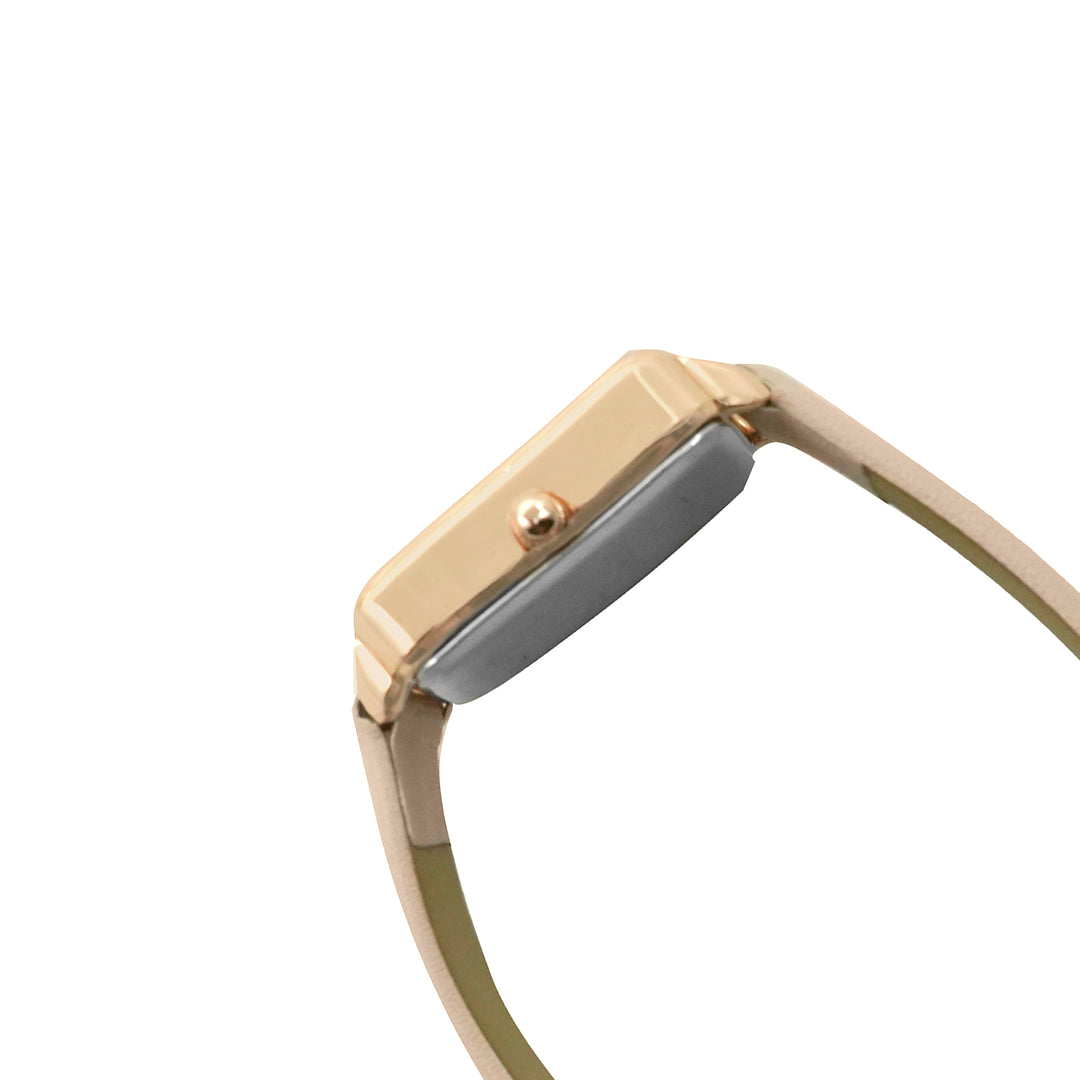 Emily White Small Square Dial Pink PU Strap Women's Watch