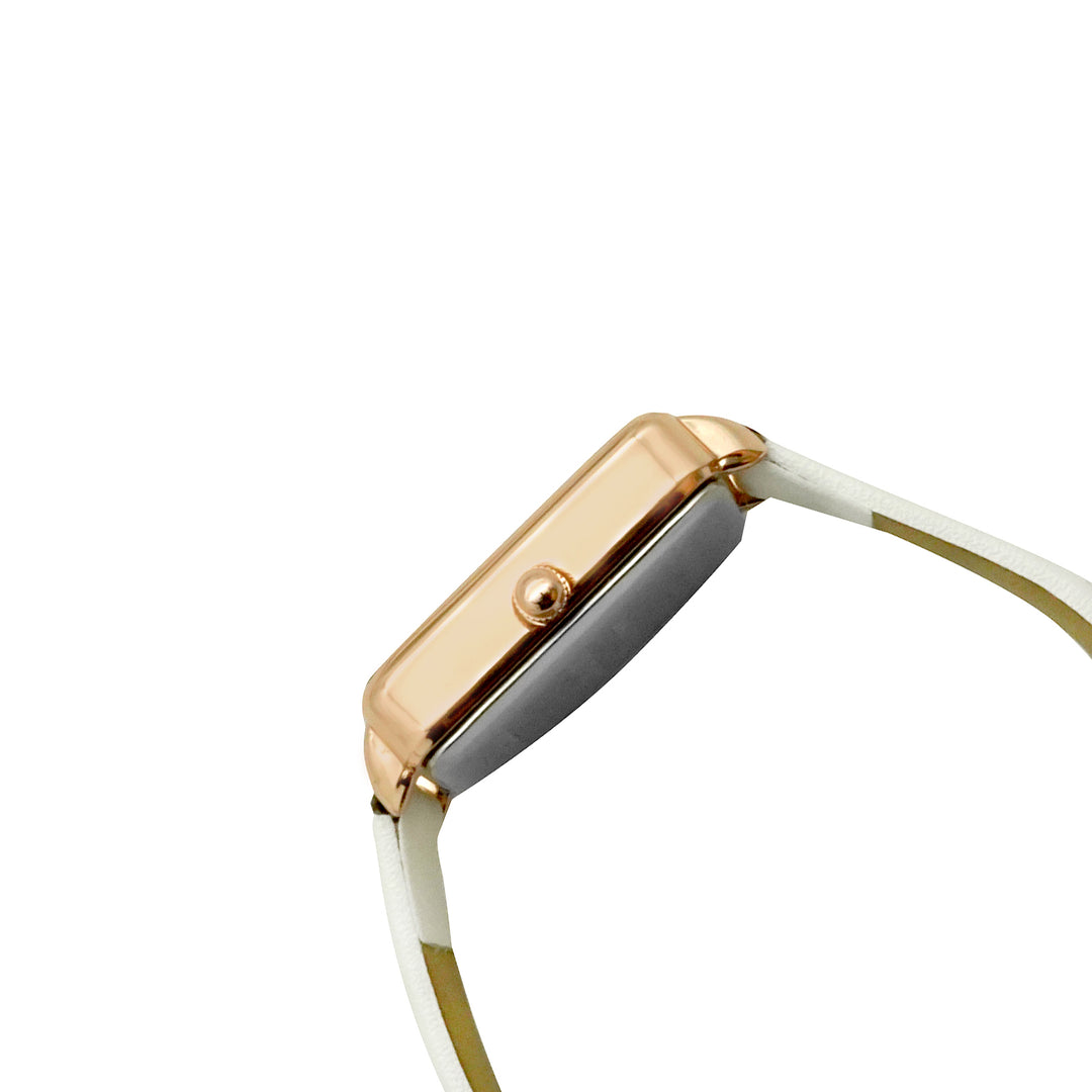 Emily White Small Square Dial PU Strap Women's Watch