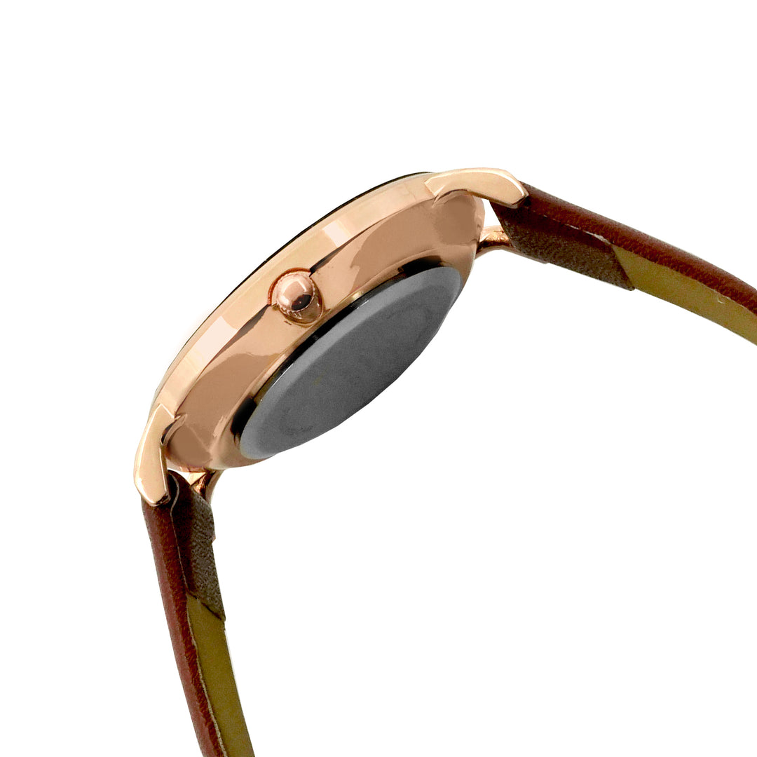 Giselle Black Medium Marble Dial Brown PU Strap Women's Watch