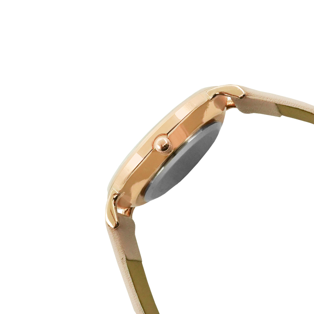 Hannah White Medium Marble Dial Pink PU Strap Women's Watch