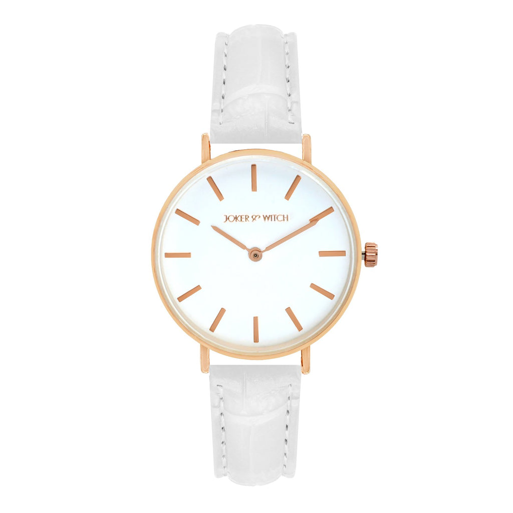 Ariana White Medium Dial White Croc Strap Women's Watch