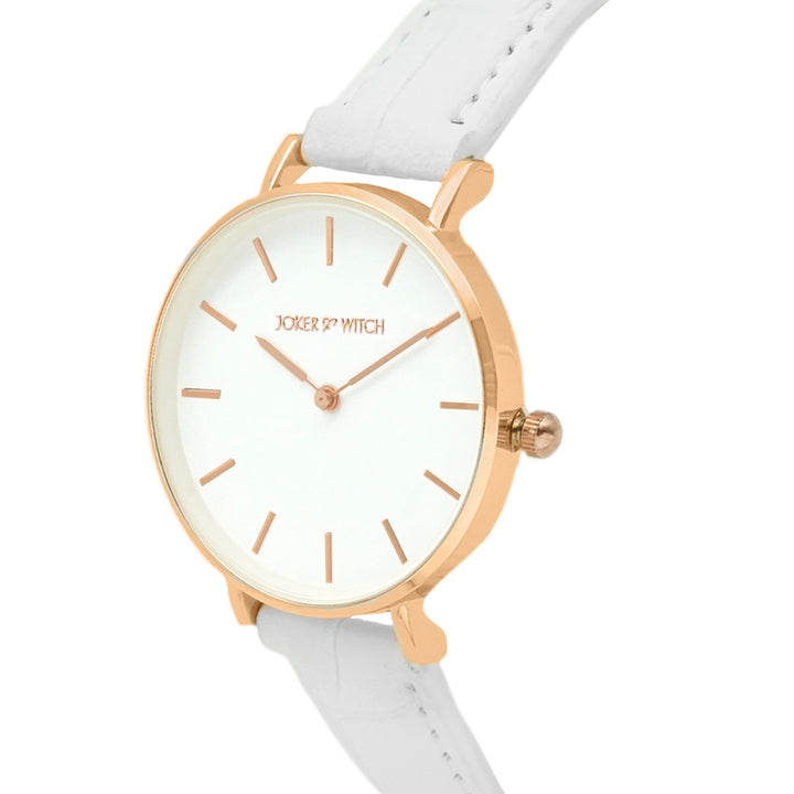 Ariana White Medium Dial White Croc Strap Women's Watch