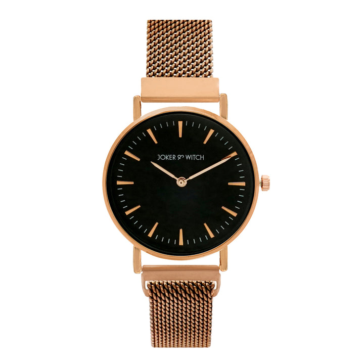 Ivy Black Medium Dial Rose Gold Magnetic Strap Women's Watch