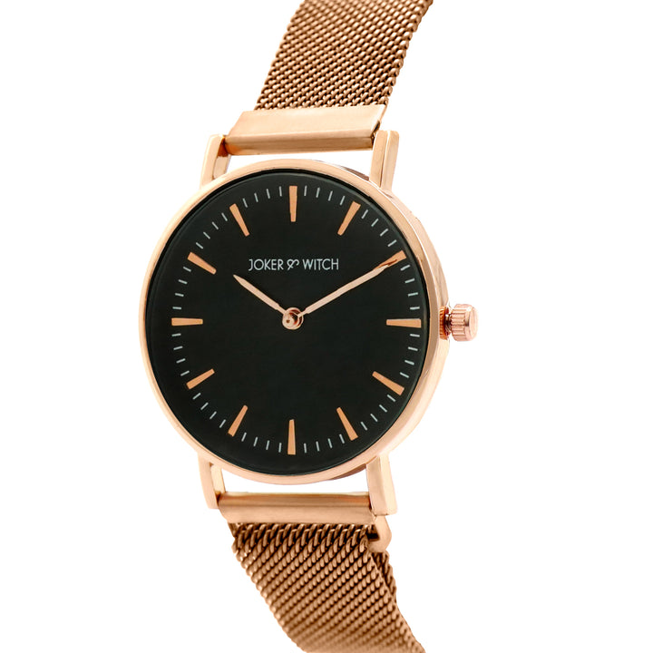 Ivy Black Medium Dial Rose Gold Magnetic Strap Women's Watch