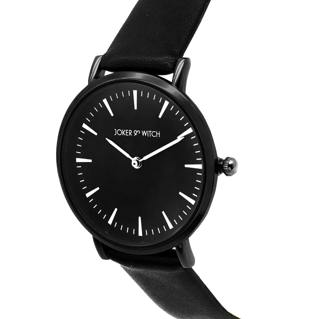 Ines Silver Black Medium Dial PU Strap Women's Watch