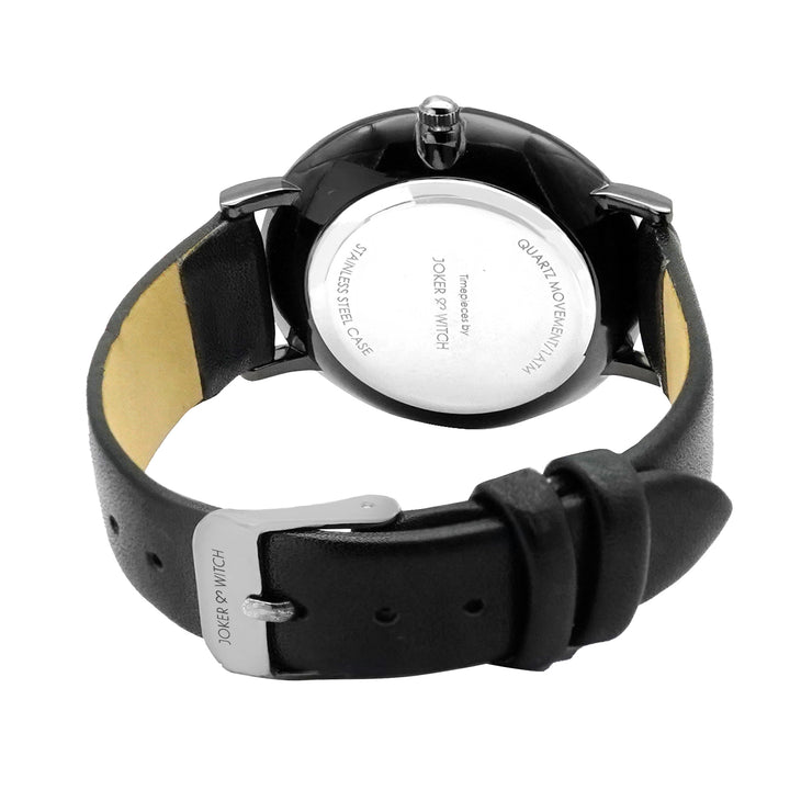 Ines Silver Black Medium Dial PU Strap Women's Watch