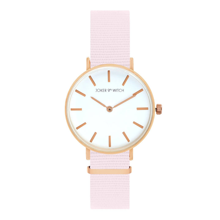 Paris White Medium Dial Pink Nato Strap Women's Watch
