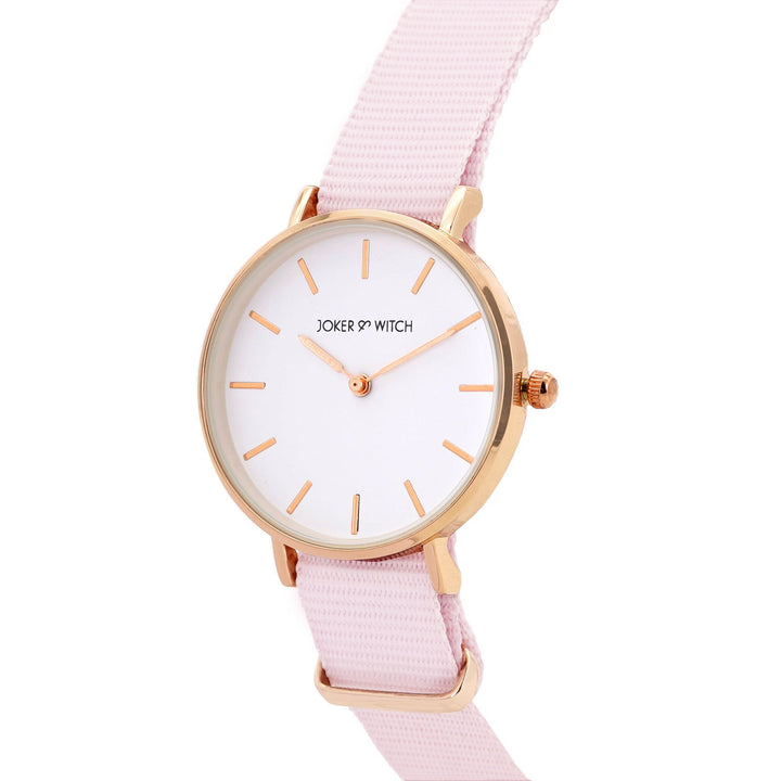 Paris White Medium Dial Pink Nato Strap Women's Watch