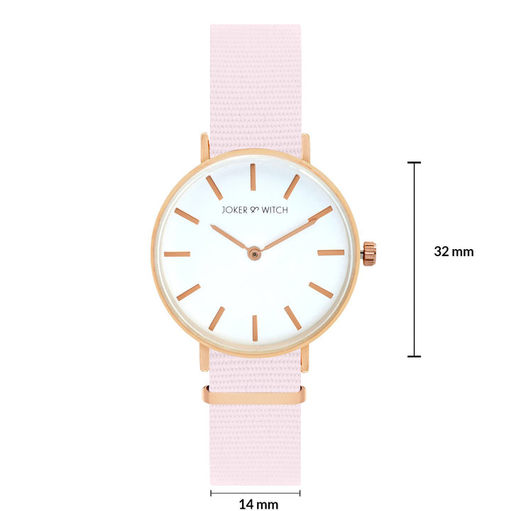 Paris White Medium Dial Pink Nato Strap Women's Watch