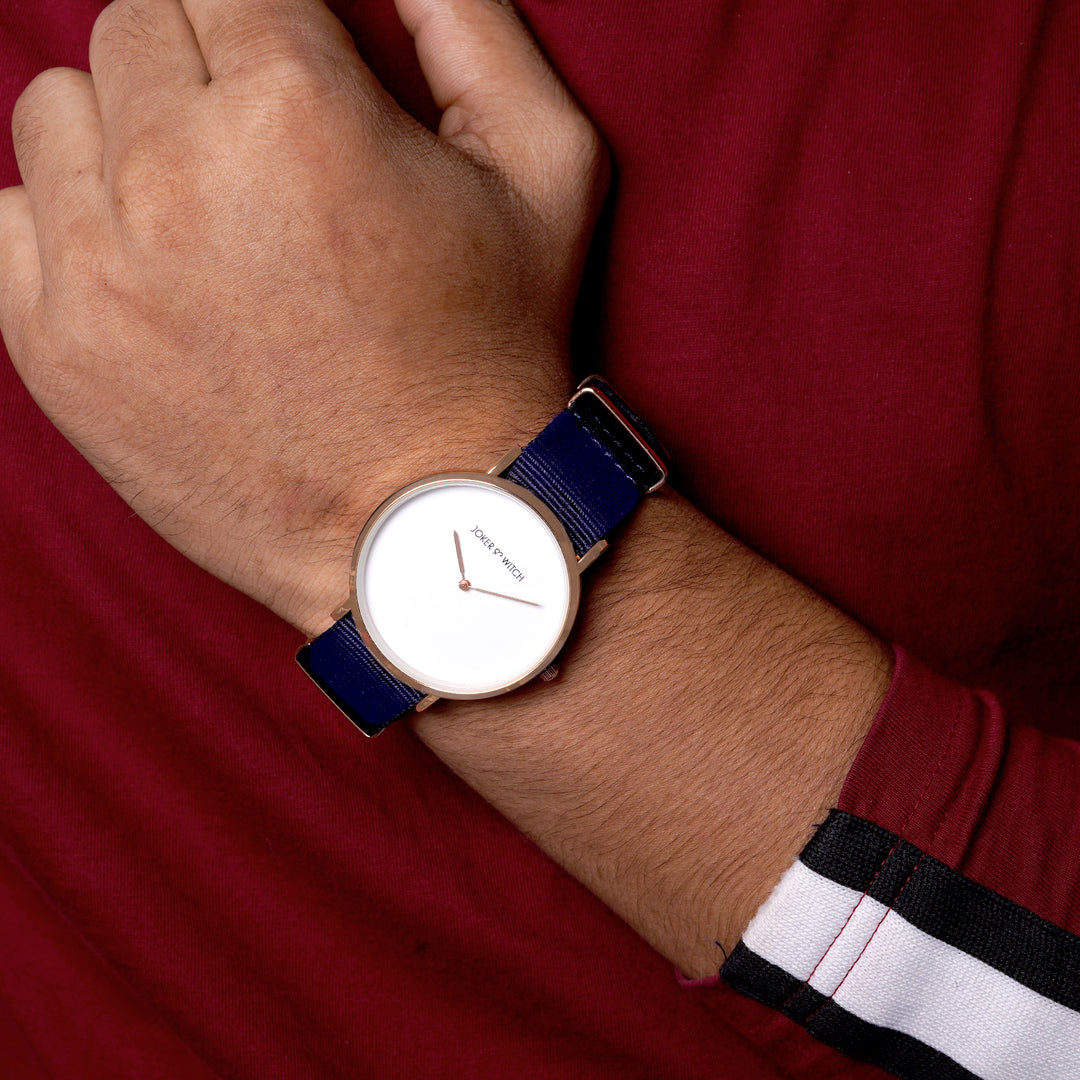 Neo White Large Dial Blue Nato Strap Men's Watch