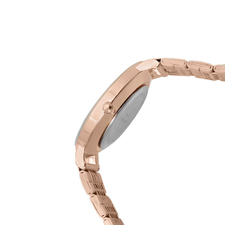 Signature Black Large Dial Rose Gold Linked Chain Strap Women's Watch