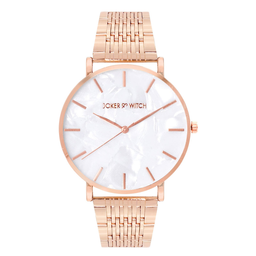 Signature White MOP Large Dial White Linked Chain Strap Women's Watch