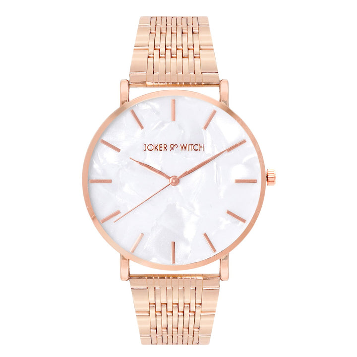 Signature White MOP Large Dial White Linked Chain Strap Women's Watch