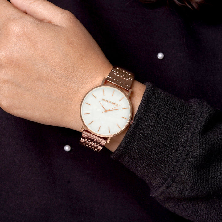 Signature White MOP Large Dial White Linked Chain Strap Women's Watch